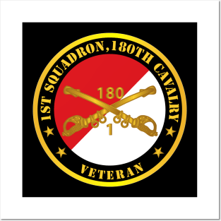 1st Squadron, 180th Cavalry Branch Veteran - Red - White X 300 Posters and Art